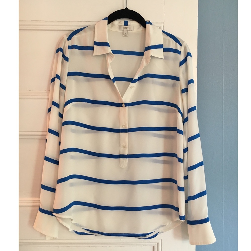 J. Crew Silk Striped Popover Blouse size 0